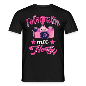 Fotografin mit Herz Kamera Fotografieren - Männer T-Shirt - Schwarz - Vorne - AI Model Male 178 light (178cm)