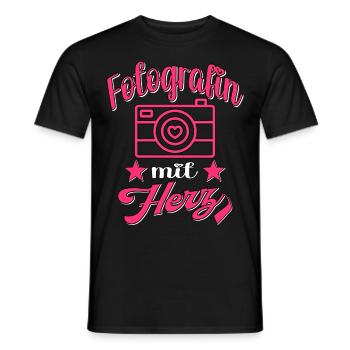 Fotografin mit Herz Kamera Fotografieren - Männer T-Shirt - Schwarz - Vorne - AI Model Male 178 light (178cm)