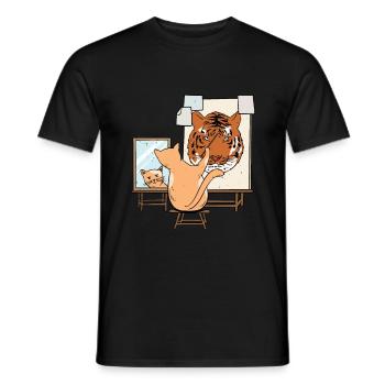 Arts visuels Peinture de chat Peinture - T-shirt homme - noir - Devant - AI Model Male 178 light (178cm)