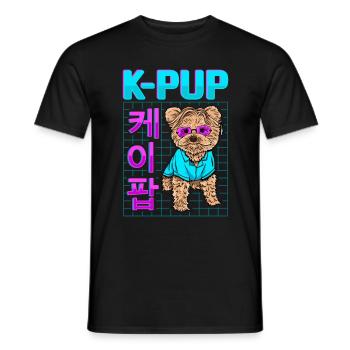 K Pop Dog Designs for a Korean Pop Fan - Men's T-Shirt - black - Front - AI Model Male 178 light (178cm)