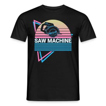 Machine à scier Retro - T-shirt homme - noir - Devant - AI Model Male 178 light (178cm)