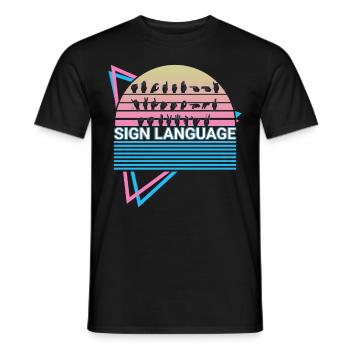 Gebärdensprache ASL Retro - Männer T-Shirt - Schwarz - Vorne - AI Model Male 178 light (178cm)