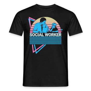 Social Worker Retro - Men's T-Shirt - black - Front - AI Model Male 178 light (178cm)