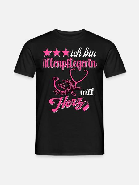 Pflegerin Altenpflegerin mit Herz Pflegekraft - Männer T-Shirt - Schwarz