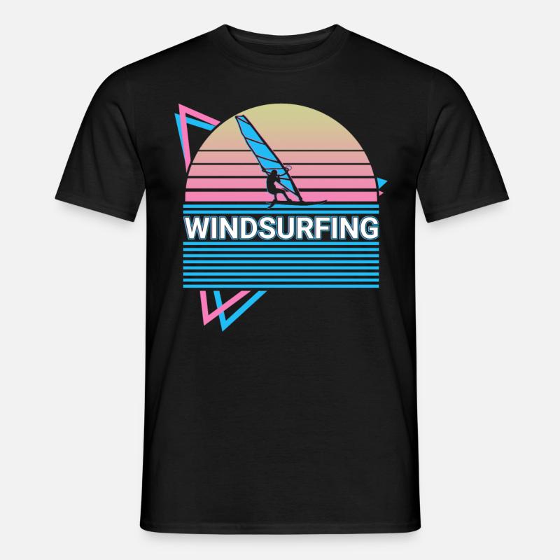Windsurfen Windsurfer Retro - Männer T-Shirt - Schwarz