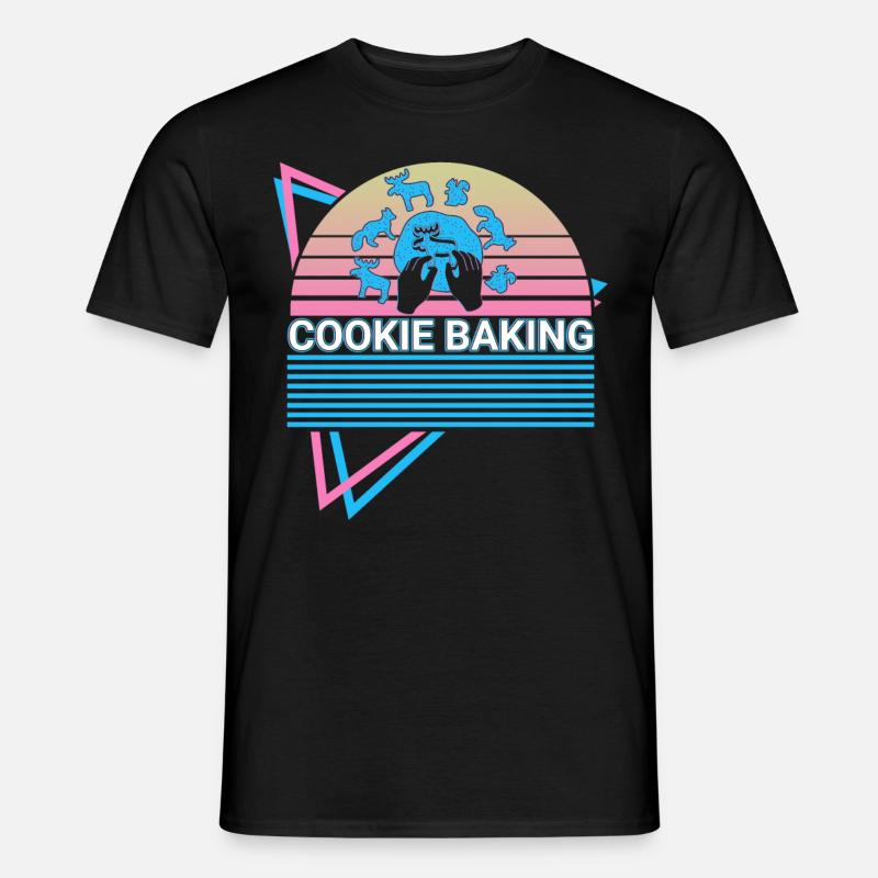 Plätzchen backen Bäcker Retro - Männer T-Shirt - Schwarz