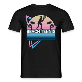 Beach Tennis Spieler Retro - Männer T-Shirt - Schwarz - Vorne - AI Model Male 178 light (178cm)