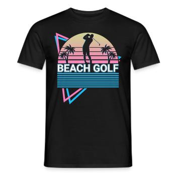 Beach golfers retro - Men's T-Shirt - black - Front - AI Model Male 178 light (178cm)