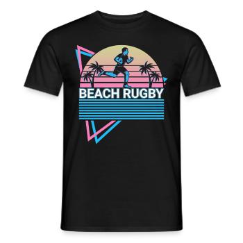 Beach Rugby Player Retro - Men's T-Shirt - black - Front - AI Model Male 178 light (178cm)