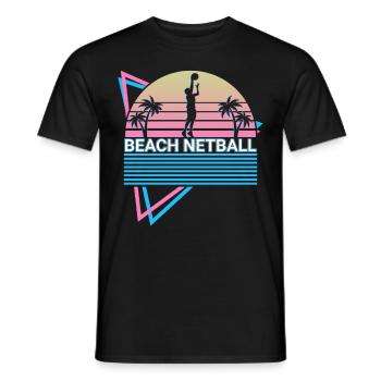Beach Netball Player Retro - Men's T-Shirt - black - Front - AI Model Male 178 light (178cm)