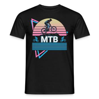 Mtb Biker Cycling Mountainbike Retro - Men's T-Shirt - black - Front - AI Model Male 178 light (178cm)