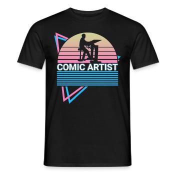 Dessinateur de bande dessinée rétro - T-shirt homme - noir - Devant - AI Model Male 178 light (178cm)