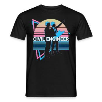 Ingénieur civil Génie civil Rétro - T-shirt homme - noir - Devant - AI Model Male 178 light (178cm)