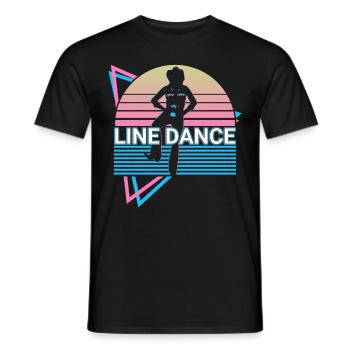 Line Dance Retro - Men's T-Shirt - black - Front - AI Model Male 178 light (178cm)