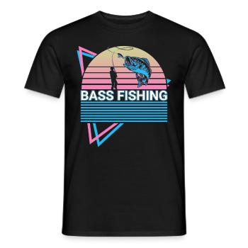 Bass Fishing Fischer Retro - Männer T-Shirt - Schwarz - Vorne - AI Model Male 178 light (178cm)
