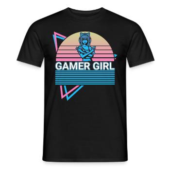 Gamer Girl Rétro - T-shirt homme - noir - Devant - AI Model Male 178 light (178cm)