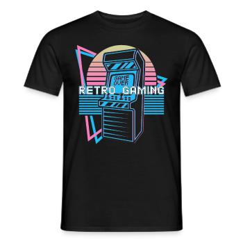 Retro Gaming Gamer - Men's T-Shirt - black - Front - AI Model Male 178 light (178cm)