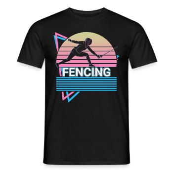 Fechten Fechter Retro - Männer T-Shirt - Schwarz - Vorne - AI Model Male 178 light (178cm)