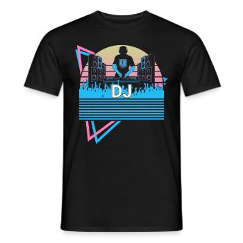 Dj Disc Jockey Retro - Männer T-Shirt - Schwarz - Vorne - AI Model Male 178 light (178cm)
