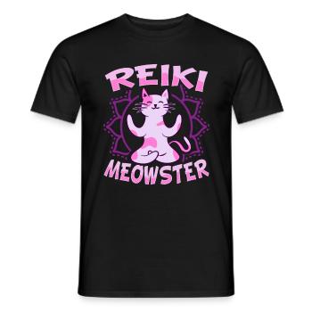 Reiki Energy Cat for a Reiki Healer - Men's T-Shirt - black - Front - AI Model Male 178 light (178cm)