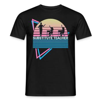 Substitute teacher retro - Men's T-Shirt - black - Front - AI Model Male 178 light (178cm)