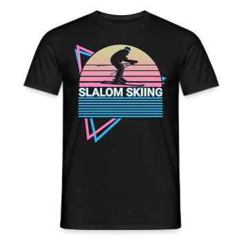 Ski de slalom rétro - T-shirt homme - noir - Devant - AI Model Male 178 light (178cm)