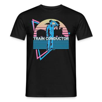 Train conductor Retro - Men's T-Shirt - black - Front - AI Model Male 178 light (178cm)