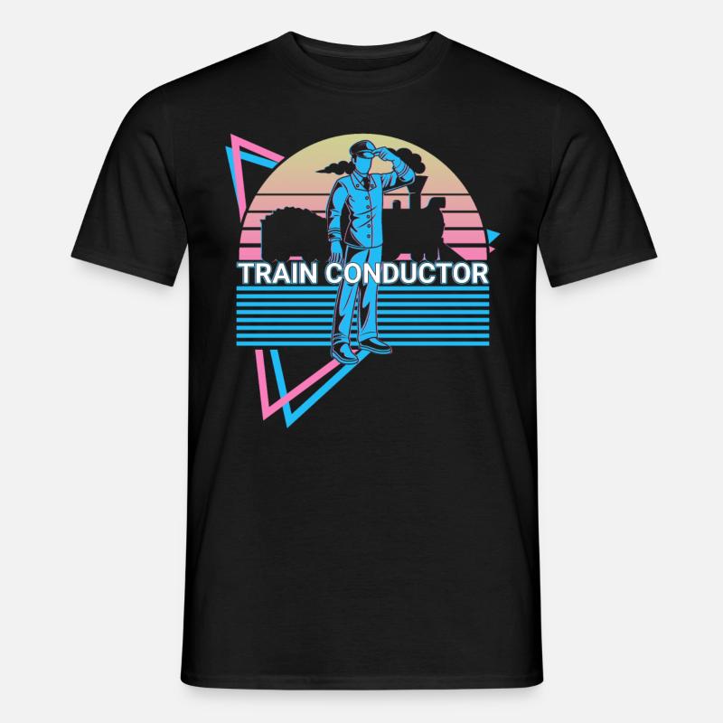 Zugbegleiter Retro - Männer T-Shirt - Schwarz