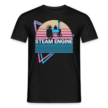 Locomotive à vapeur Retro - T-shirt homme - noir - Devant - AI Model Male 178 light (178cm)