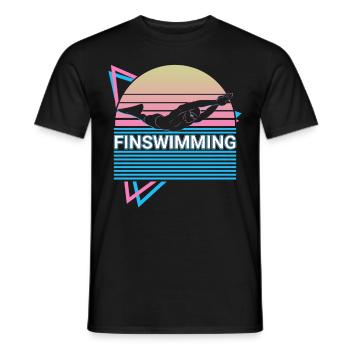 Flossenschwimmen Schwimmer Retro - Männer T-Shirt - Schwarz - Vorne - AI Model Male 178 light (178cm)