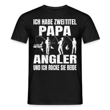 Ich habe zwei Titel Papa und Angler und ich rocke - Männer T-Shirt - Schwarz - Vorne - AI Model Male 178 light (178cm)