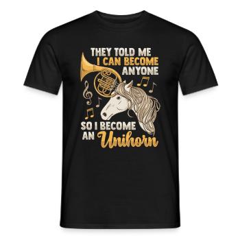 Français Licorne Corne - T-shirt homme - noir - Devant - AI Model Male 178 light (178cm)