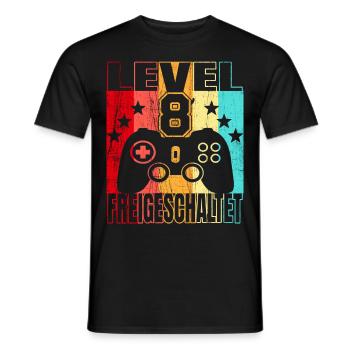 8 Jahre Geburtstagsshirt Zocker Gamer 8. - Männer T-Shirt - Schwarz - Vorne - AI Model Male 178 light (178cm)
