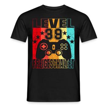 39 Jahre Geburtstagsshirt Zocker Gamer 39 - Männer T-Shirt - Schwarz - Vorne - AI Model Male 178 light (178cm)