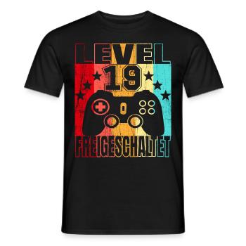 19 Jahre Geburtstagsshirt Zocker Gamer 19. - Männer T-Shirt - Schwarz - Vorne - AI Model Male 178 light (178cm)
