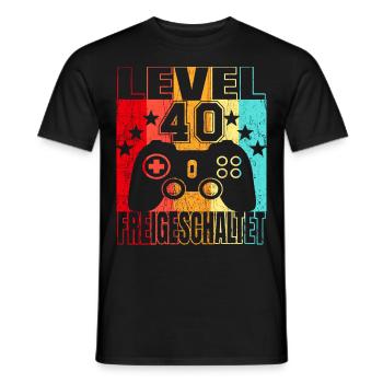 40 Jahre Geburtstagsshirt Herren Zocker Gamer 40. - Männer T-Shirt - Schwarz - Vorne - AI Model Male 178 light (178cm)