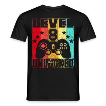 8 years birthday shirt Gamer 8. - Men's T-Shirt - black - Front - AI Model Male 178 light (178cm)