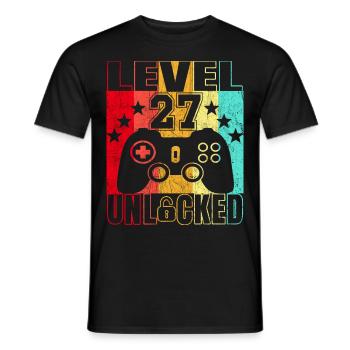27 years birthday shirt Gamer 27. - Men's T-Shirt - black - Front - AI Model Male 178 light (178cm)