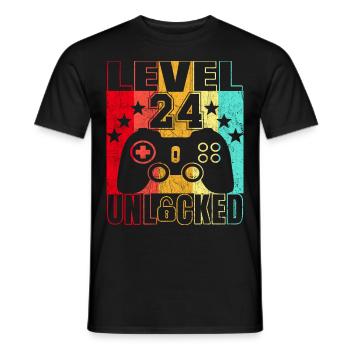 24 Years Birthday Shirt Gamer 24. - Men's T-Shirt - black - Front - AI Model Male 178 light (178cm)