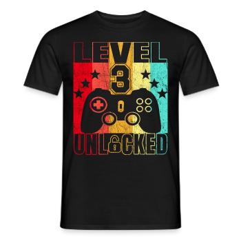 Chemise anniversaire 3 ans Gamer 3. - T-shirt homme - noir - Devant - AI Model Male 178 light (178cm)