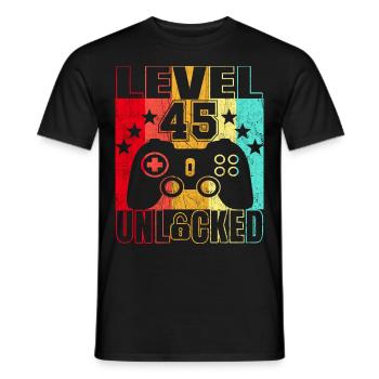 Chemise anniversaire 45 ans Gamer 45. - T-shirt homme - noir - Devant - AI Model Male 178 light (178cm)