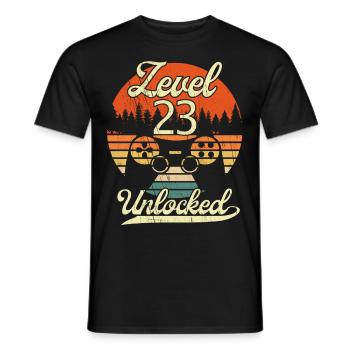 Niveau 23 Hommes Débloqués Gamer 23 Birthday Gamer - T-shirt homme - noir - Devant - AI Model Male 178 light (178cm)