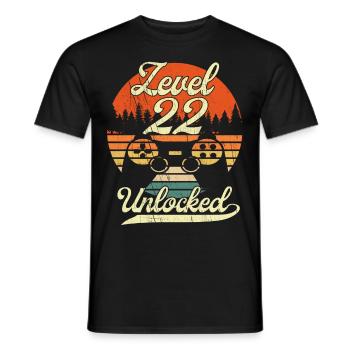 Level 22 Unlocked Männer Gamer 22 Geburtstag Gamer - Männer T-Shirt - Schwarz - Vorne - AI Model Male 178 light (178cm)