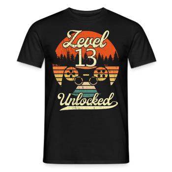 Niveau 13 Hommes Débloqués Gamer 13 Birthday Gamer - T-shirt homme - noir - Devant - AI Model Male 178 light (178cm)