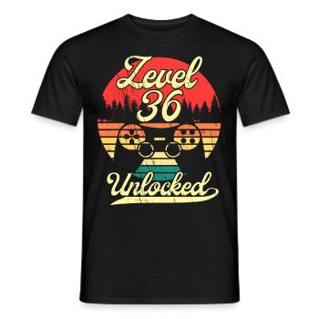 Level 36 Unlocked Men Gamer 36 Birthday Gamer - Men's T-Shirt - black - Front - AI Model Male 178 light (178cm)