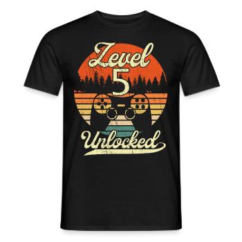 Level 5 Unlocked Männer Jungs Gamer 5 Geburtstag - Männer T-Shirt - Schwarz - Vorne - AI Model Male 178 light (178cm)