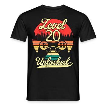 Level 20 Unlocked Men Birthday Level 20 - Men's T-Shirt - black - Front - AI Model Male 178 light (178cm)