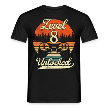 Niveau 8 Débloqué Hommes Garçons Gamer 8 Anniversaire - T-shirt homme - noir - Devant - AI Model Male 178 light (178cm)