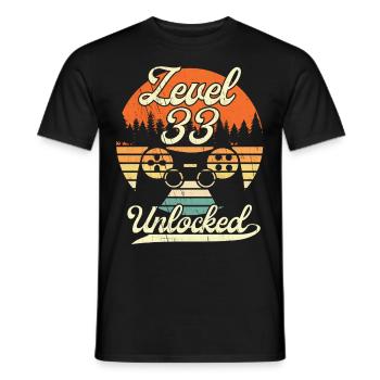 Level 33 Unlocked Men Gamer 33 Birthday Gamer - Men's T-Shirt - black - Front - AI Model Male 178 light (178cm)