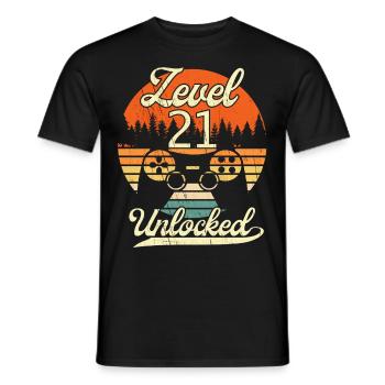 Level 21 Unlocked Männer Gamer 21 Geburtstag Gamer - Männer T-Shirt - Schwarz - Vorne - AI Model Male 178 light (178cm)